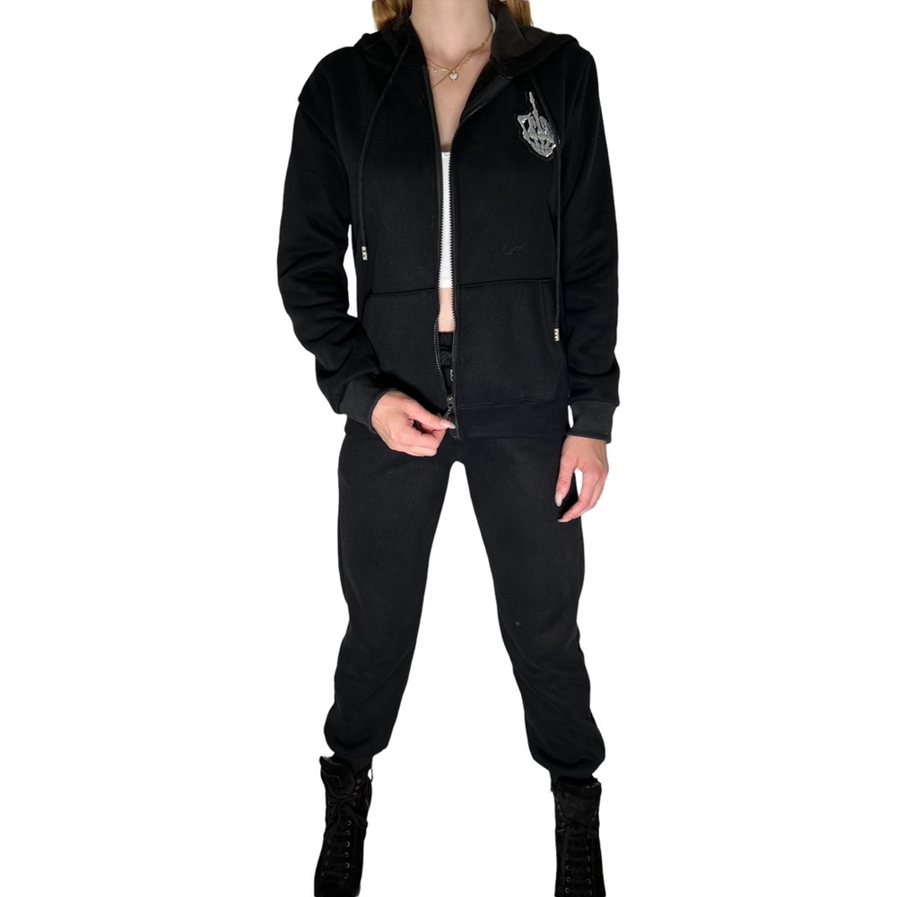 Custom 1 of 1 Matching Sweatsuit Skeleton Middle Finger